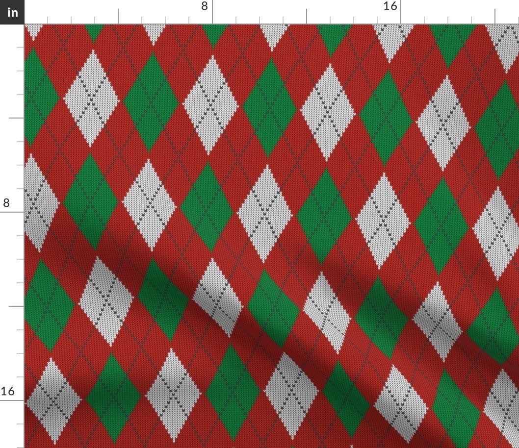 Retro Christmas argyle red green