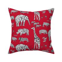 red zoo animal ikat nursery