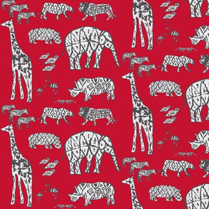 red zoo animal ikat nursery