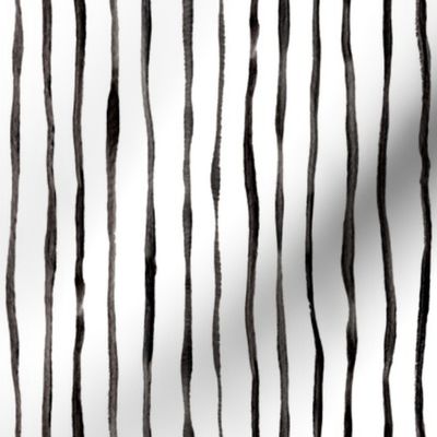 Simple Hand Painted Stripe Pattern in Black and White - vertical