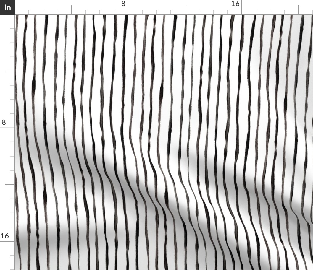 Simple Hand Painted Stripe Pattern in Black and White - vertical