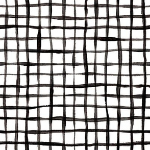 Loose Weave Hand Painted Check Pattern in Black and White