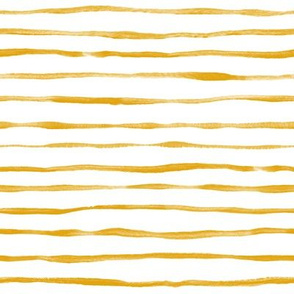 Simple Hand Painted Stripe Pattern in Mustard Yellow and White - horizontal