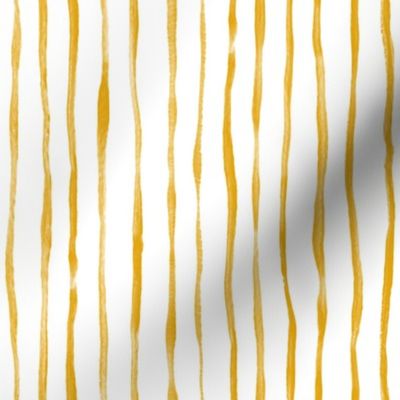 Simple Hand Painted Stripe Pattern in Mustard Yellow and White - vertical