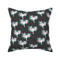 Sweet botanical garden boho baby elephants tropical summer leaves and flowers dark gray pink