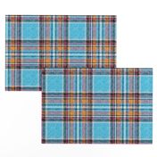 Blue, orange + mauve Stewart plaid linen-weave by Su_G_©SuSchaefer