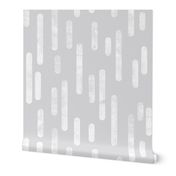 White on Pale Gray | Large Scale Inky Rounded Lines Pattern