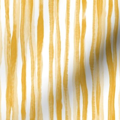 Rustic Gouache Stripe in Mustard Yellow on White