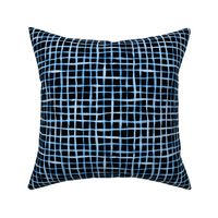 Loose Weave Hand Painted Check Pattern in Cobalt Blue and Black