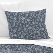 Lino Print Snowflakes | White Snowflakes on Dark Blue-Gray