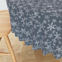 Lino Print Snowflakes | White Snowflakes on Dark Blue-Gray