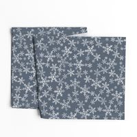 Lino Print Snowflakes | White Snowflakes on Dark Blue-Gray