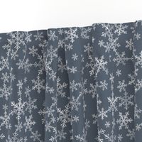 Lino Print Snowflakes | White Snowflakes on Dark Blue-Gray
