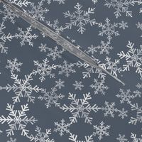 Lino Print Snowflakes | White Snowflakes on Dark Blue-Gray