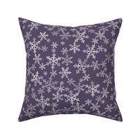 Lino Print Snowflakes | White Snowflakes on Dark Purple