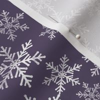 Lino Print Snowflakes | White Snowflakes on Dark Purple