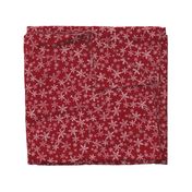 Lino Print Snowflakes | White Snowflakes on Dark Red