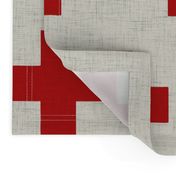 plus_one_linen_red_and_white