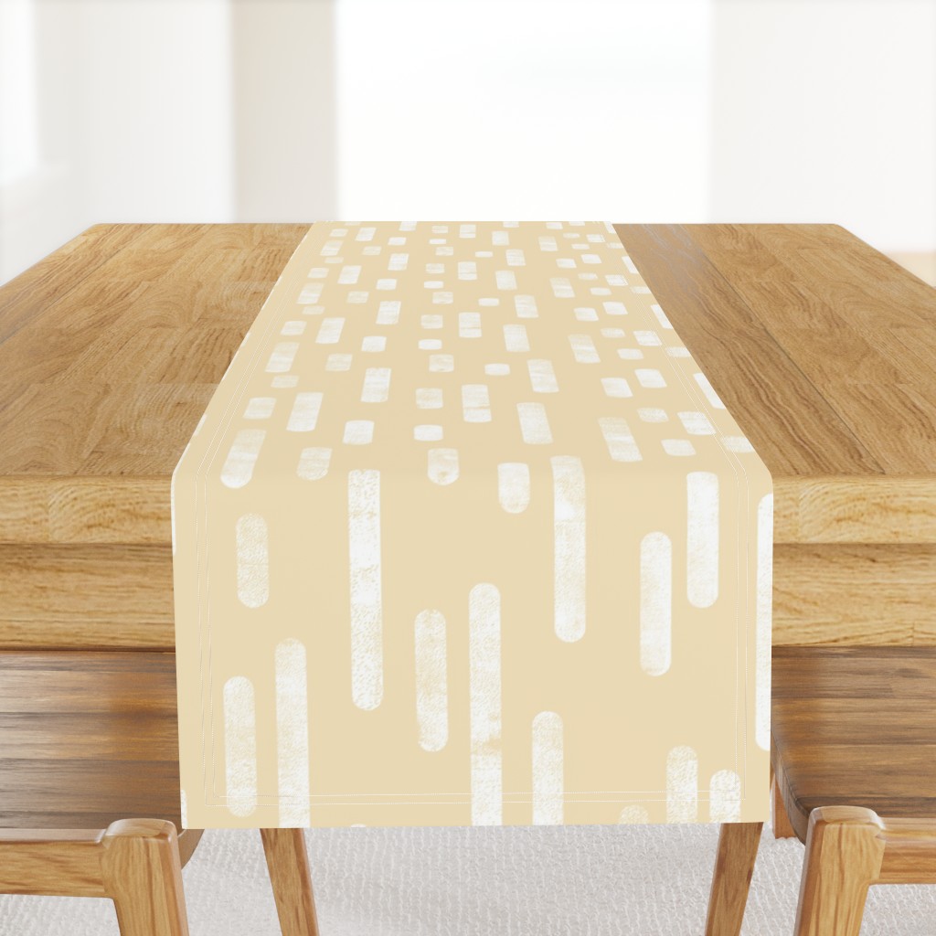 White on Pale Yellow | Large Scale Inky Rounded Lines Pattern