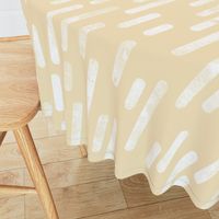 White on Pale Yellow | Large Scale Inky Rounded Lines Pattern