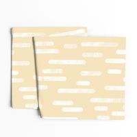 White on Pale Yellow | Large Scale Inky Rounded Lines Pattern