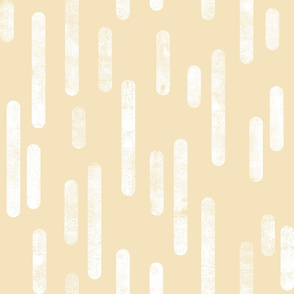 White on Pale Yellow | Large Scale Inky Rounded Lines Pattern