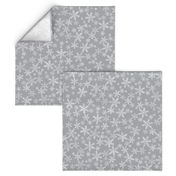 Lino Print White + Gray Christmas Snowflakes