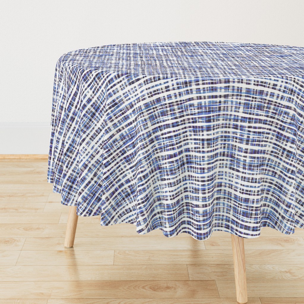 Hand Painted Rustic Plaid Check in Purple, Grey & White