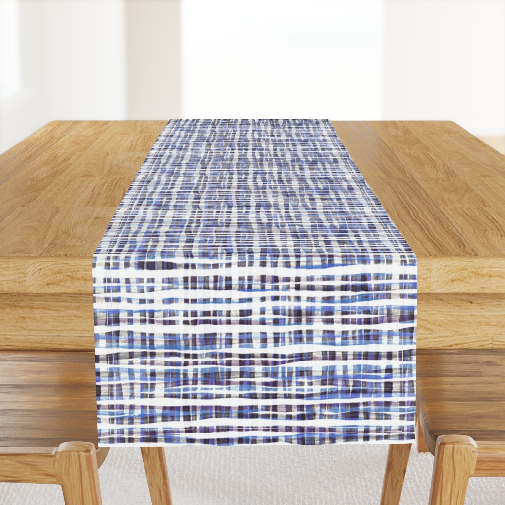 Hand Painted Rustic Plaid Check in Purple, Grey & White