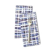 Hand Painted Rustic Plaid Check in Purple, Grey & White