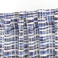 Hand Painted Rustic Plaid Check in Purple, Grey & White