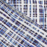 Hand Painted Rustic Plaid Check in Purple, Grey & White