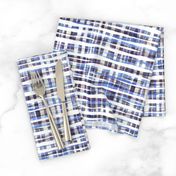 Hand Painted Rustic Plaid Check in Purple, Grey & White