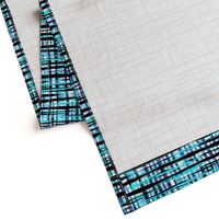 Hand Painted Rustic Plaid Check in Aqua, Indigo, Black & White