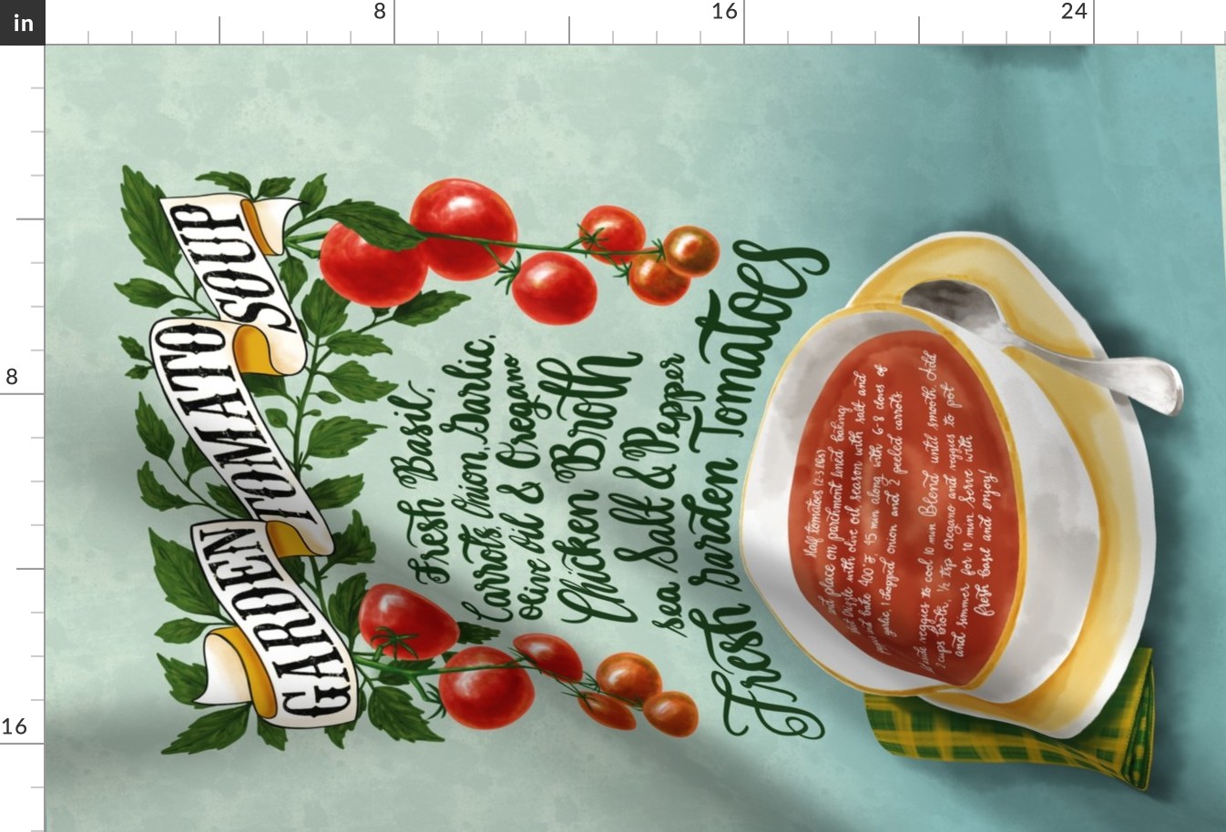 Garden Tomato Soup - Recipe Tea Towel