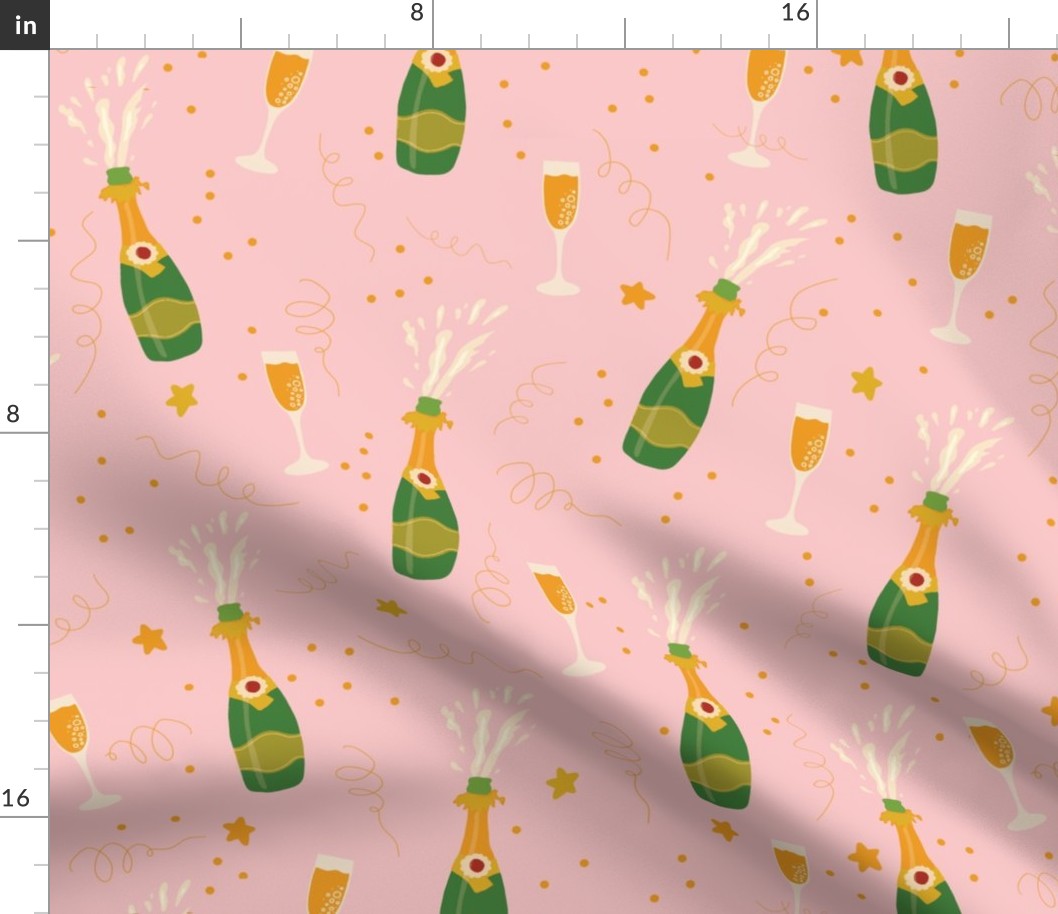 Let's celebrate! Champagne bottles and glasses pink