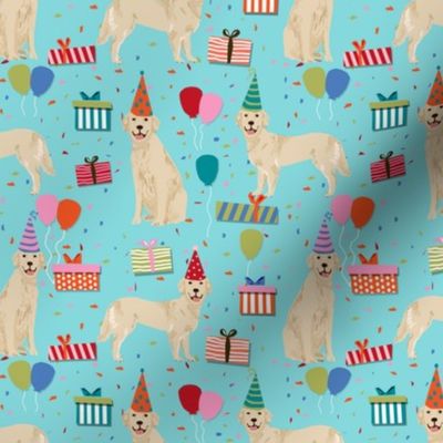 golden retreiver birthday fabric - blue