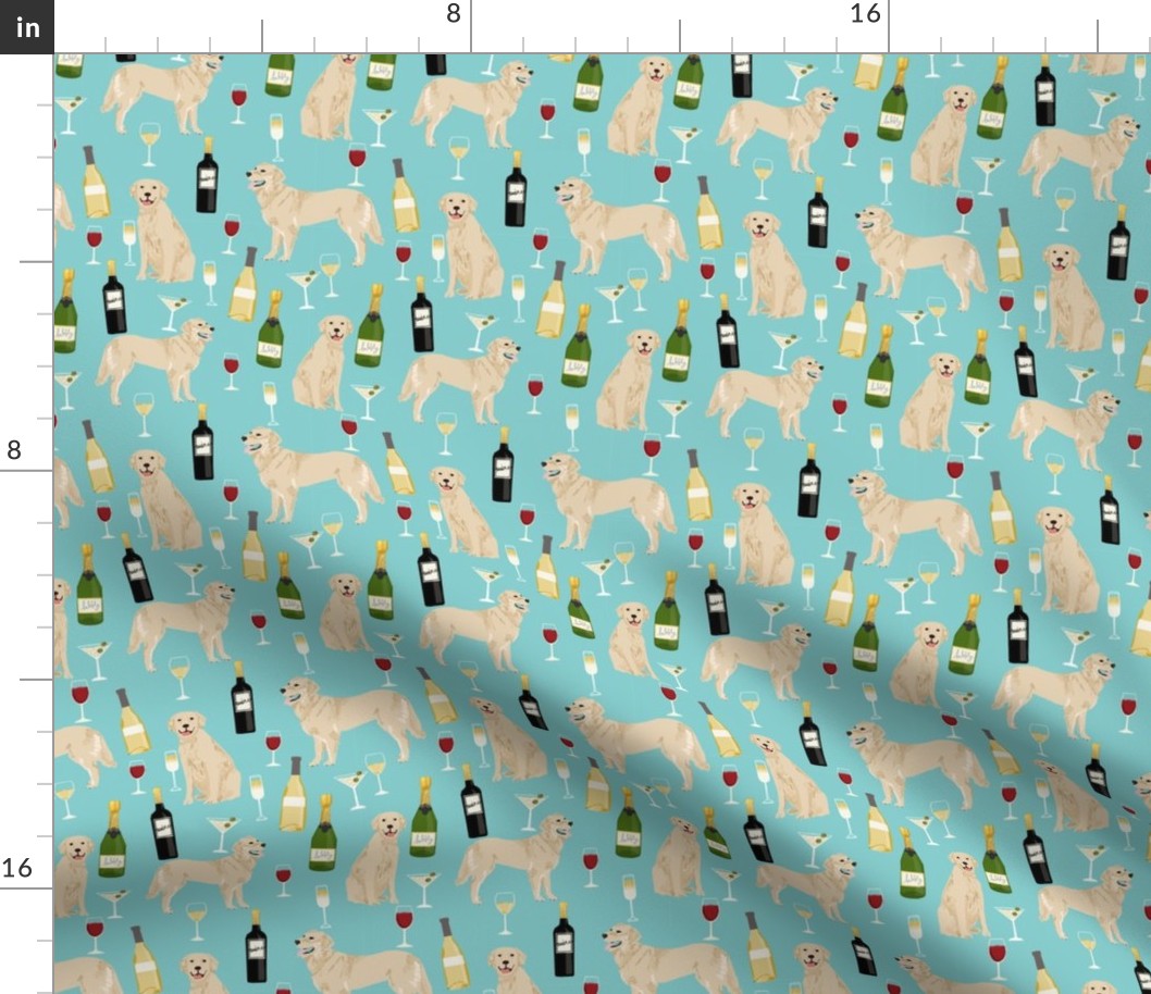 golden retriever fabric - golden retriever fabric uk, golden retriever fabric by the yard, dog fabric, dog fabric by the yard, wine, wine fabric, wine fabric by the yard,  dogs and wine, wine dog fabric, - blue