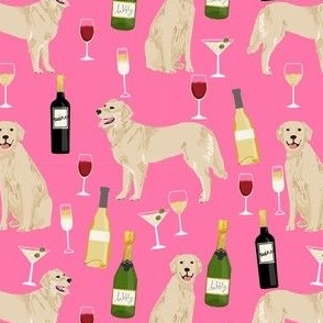 golden retriever fabric - golden retriever fabric uk, golden retriever fabric by the yard, dog fabric, dog fabric by the yard, wine, wine fabric, wine fabric by the yard,  dogs and wine, wine dog fabric, -pink