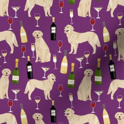 golden retriever fabric - golden retriever fabric uk, golden retriever fabric by the yard, dog fabric, dog fabric by the yard, wine, wine fabric, wine fabric by the yard,  dogs and wine, wine dog fabric, - purple