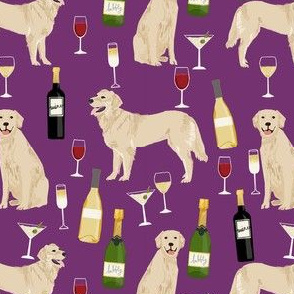 golden retriever fabric - golden retriever fabric uk, golden retriever fabric by the yard, dog fabric, dog fabric by the yard, wine, wine fabric, wine fabric by the yard,  dogs and wine, wine dog fabric, - purple