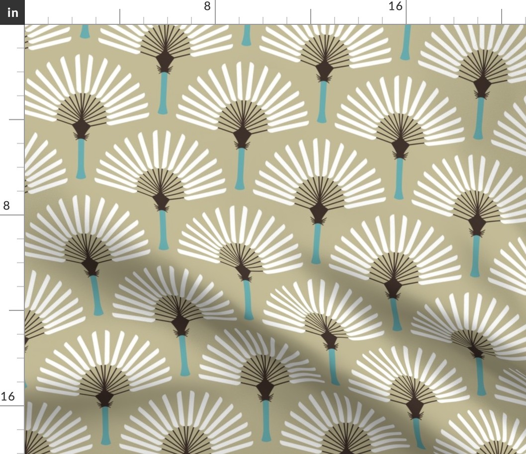 Vintage Palm Trees sand brown teal