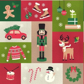 Retro Christmas icons large patchwork