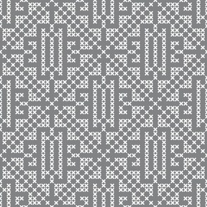 Cross-stitch geometrics Gray farmhouse Wallpaper