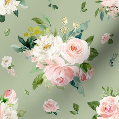 8" Eternal Blush Florals // Rainee Green