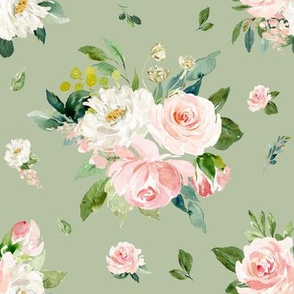 8" Eternal Blush Florals // Rainee Green