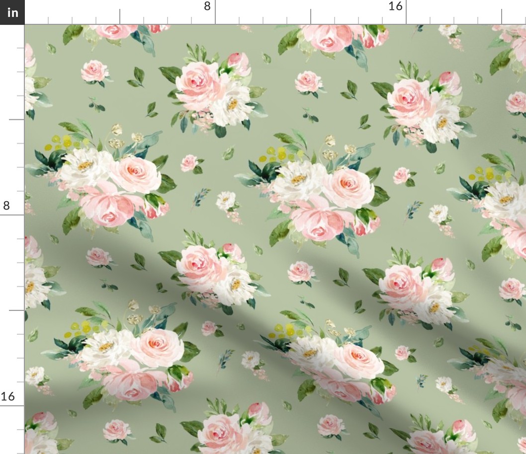 8" Eternal Blush Florals // Rainee Green