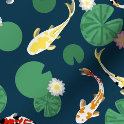 Koi pond seamless // medium