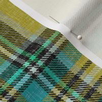 Mustard + turquoise Stewart plaid linen-weave by Su_G_©SuSchaefer