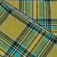Mustard + turquoise Stewart plaid linen-weave by Su_G_©SuSchaefer
